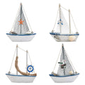 Coastal Beach Bathroom Desk Cake Decor Wooden Sculpture Crafts Nautical Home Decor Small Mini Sail Boat Ship Sailboat Model