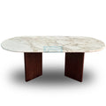Custom Shape Nordic Minimalist Natural Stone Furniture Gold Calacatta Oval Marble Top Dining Table for Home