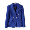 2025 Spring Fashion Women's Double-Breasted Woolen Blazer Small Fragrant Western Design Fried Street Style Top Woven Small Suit