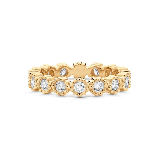 LOZRUNVE 925 Sterling Silver Shinning CZ Beaded Edge Stackable Diamond Eternity Ring