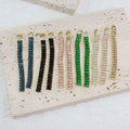 EC1831 Womans Fashion Simple Dainty Long Gold Plated Multi Colored Baguette CZ Diamond Tennis Drop Dangle Tassel Stud Earrings