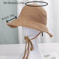 Japan Korea Women's Summer Beach Straw Hat Foldable Travel UPF 50+ Protection Wide Brim Bucket Hat