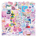 60Pcs Kawaii Laser Style VSCO Girl Snacks Dessert Decorative Stickers for Kid Wall Car Waterproof Korean Style Sticker