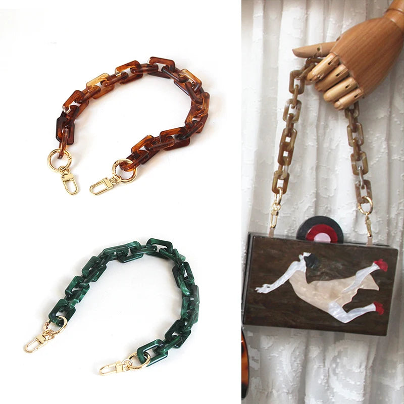 Fashion Large Big Chunky Resin Plastic Acrylic Clutch Purses Frames Decorative Chains Straps Handles for Tote Handbags