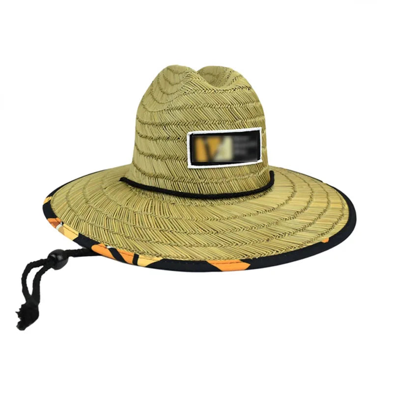Hot Sale Customer Logo Styles Wide Brim Mat Grass Outdoor Lifeguard Straw Fishing Hats