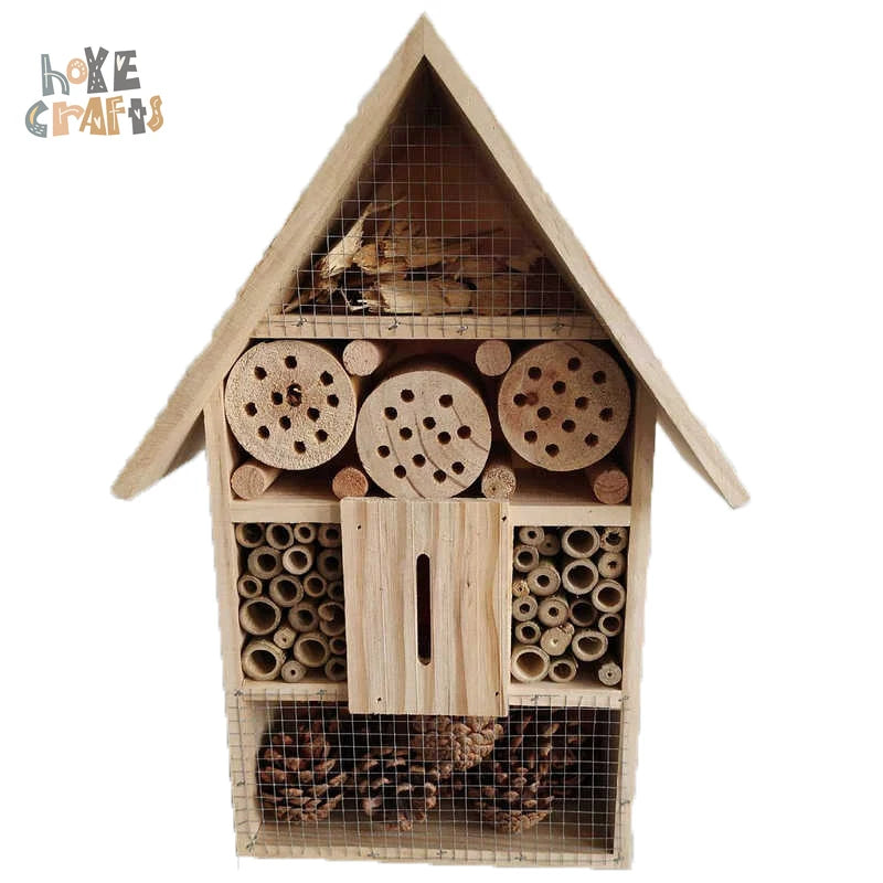 New Design Garden Decorative Bee Hotel Hanging Shelter Nesting Box Wooden Insect House