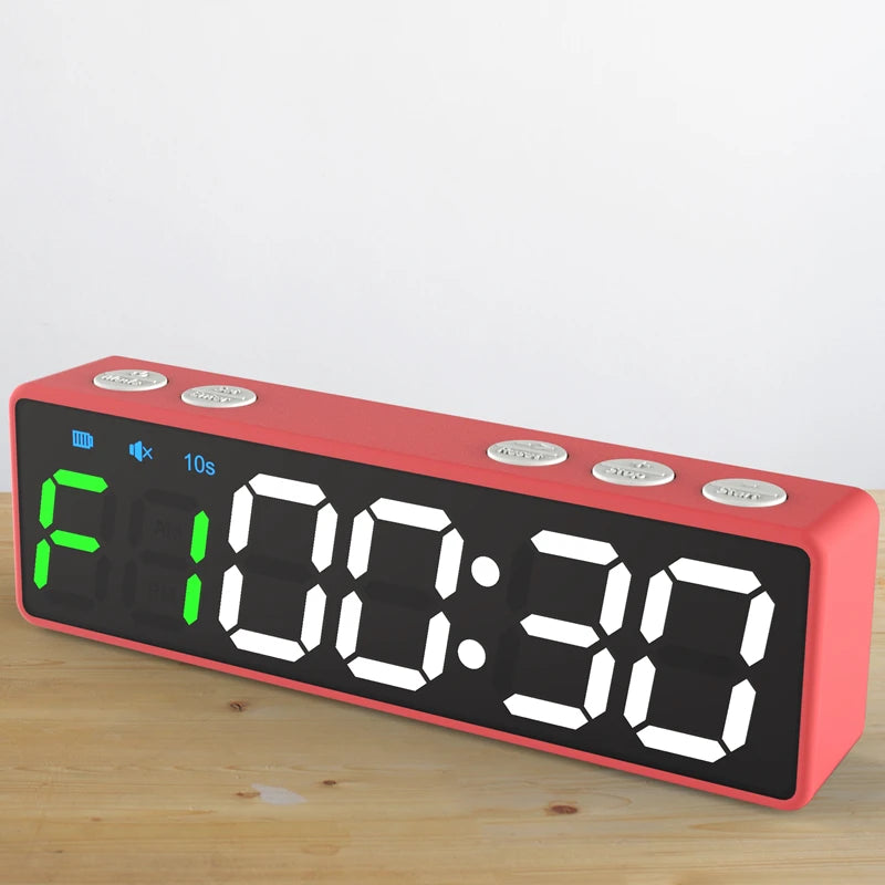 Multifunctional Fitness Workout Interval Digital Timer Home Gym Exercise School Exam Office Meeting Countdown Timer LED Display
