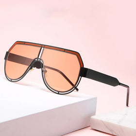 2024 Metal Connected Large Frame Sunglasses Personalized Couple Sunglasses Colored Cross-border Anchor Fashion Glasses