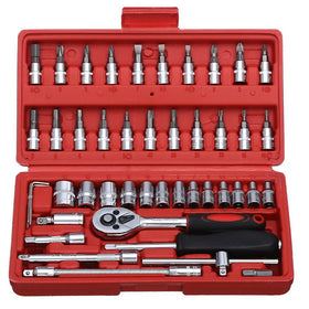 High-Carbon Steel 46pcs/Set Combination Wrench Socket Spanner Screwdriver Kit Case for Household Motorcycle Car Repairing Tool