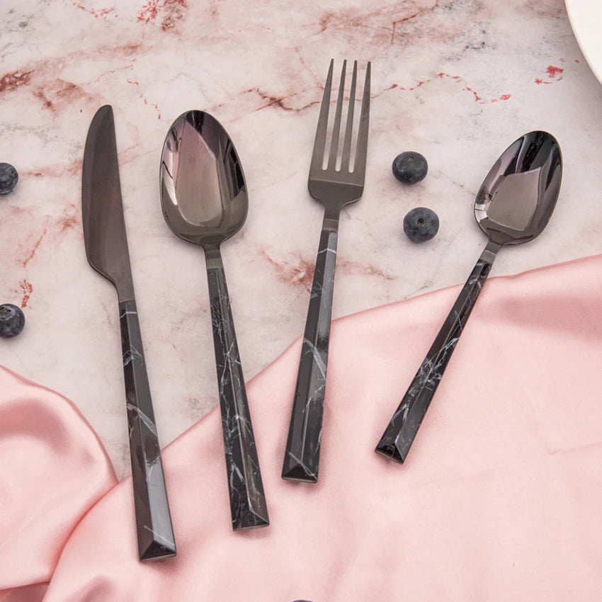 Stainless Steel Flatware Black Cutlery for Home & Restaurant Use Business Gifts-Food Safe Dishwasher Safe Contemporary Design