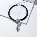 TongLing European Alloy Black Multi Layer Rope String Layered Silver Irregular Geometric Choker Necklace for Daily Life