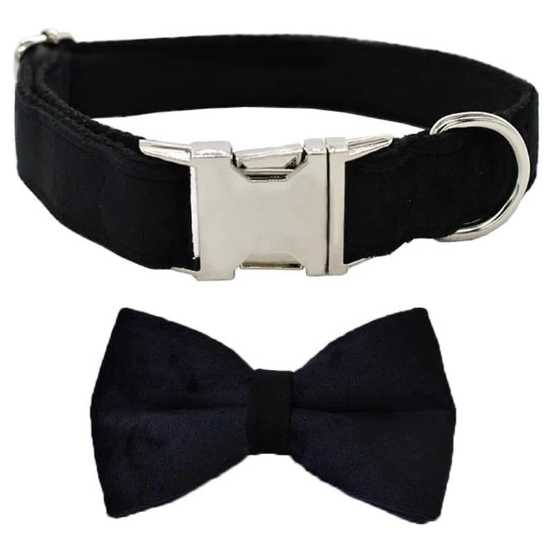 Luxury Bowtie Dog Collar Leather/Nylon/Rubber Detachable Adjustable Small Animals-Customizable Color Brand Personalized Print