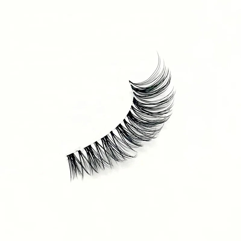 Vegan Cruelty-Free Clear Band Strip Mink Lashes 3D Natural Handmade Super Fine False Eyelashes Wholesale Synthetic for Box
