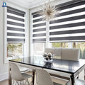 Remote Control Day Night Zebra Roller Blinds Motorized with Alexa Control System Window Shades