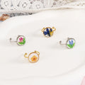Handcrafts 12mm Women Stainless Steel Plant Rings Jewelry Resin Dried Flower Fashion Couples Ring
