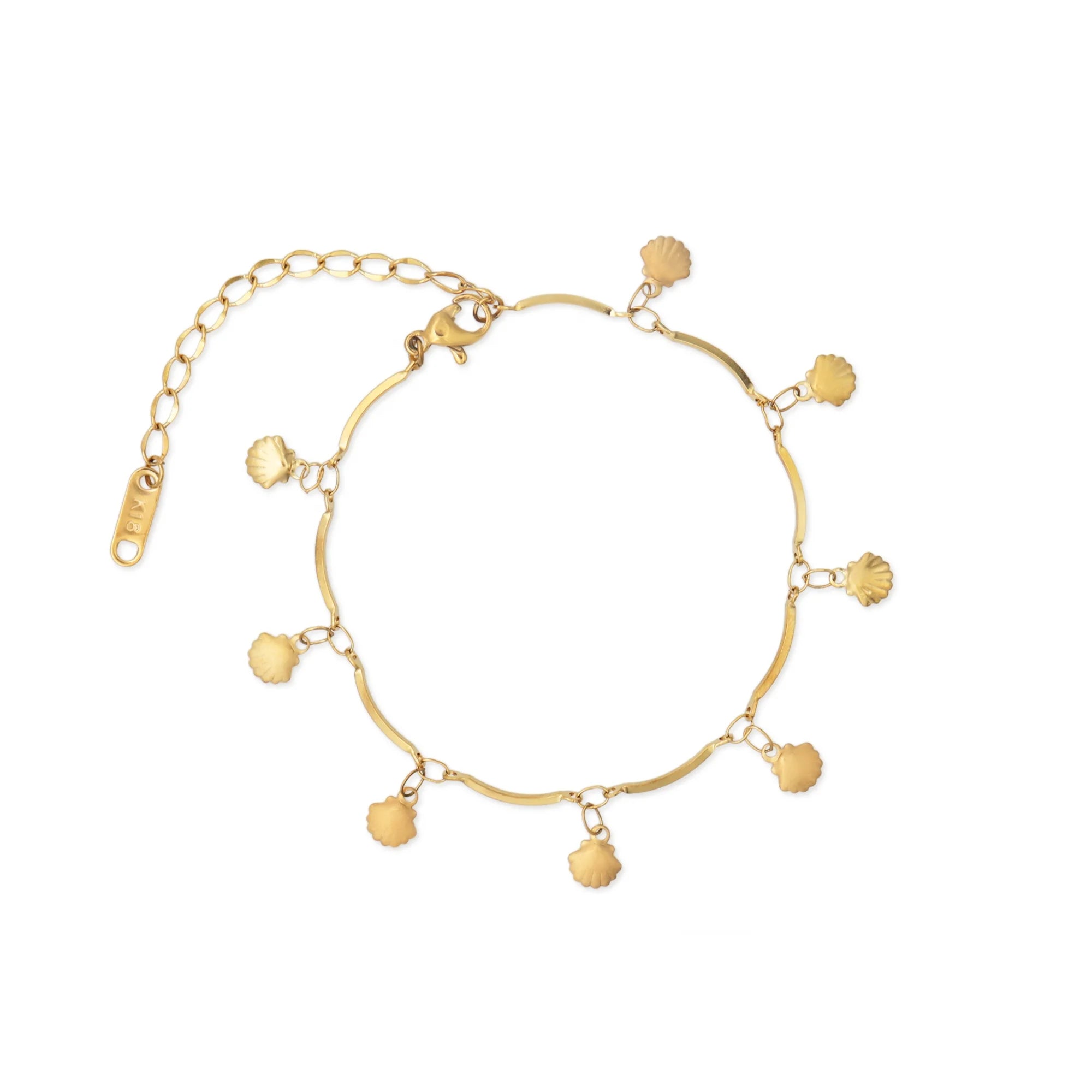 Chris April Fashion Jewelry in Stock PVD Gold Plated 316L Stainless Steel Shell Charm Bracelet for Women