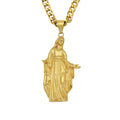 Duyizhao Children's Virgin Mary Pendant Necklace 316 Stainless Steel Gold Filled Hip Hop Jewelry