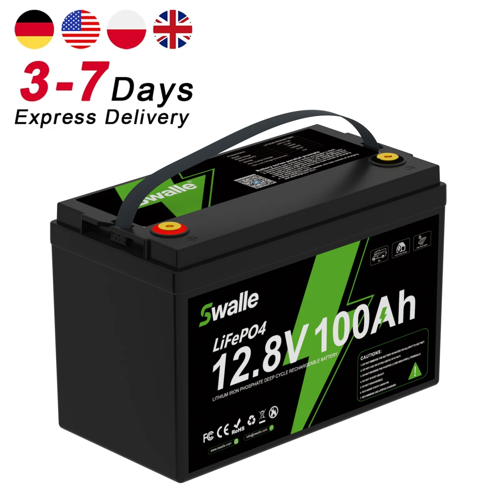 Swalle LiFePO4 Battery EU Stock China Factory TTWEN 12V Solar Battery 48V 24V 12V 100Ah 200Ah 300Ah  Lithium Iron RV Batteries