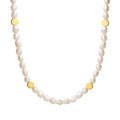 Newest Product Necklace Stainless Steel Freshwater Pearl Necklace with Gold Beans Woman