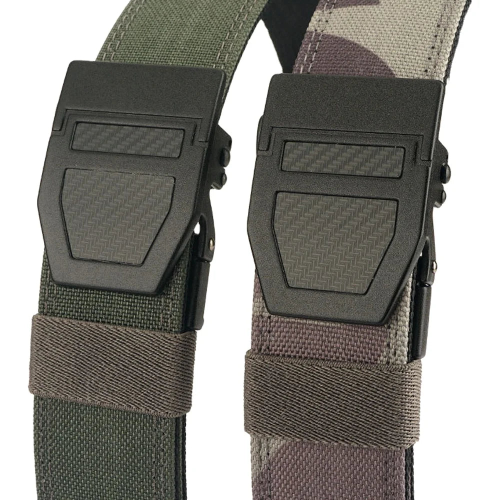 3.8cm Wide Men's Tactical Belt Double Layer Nylon PE Film Automatic Buckle Heavy Duty Belts for Men