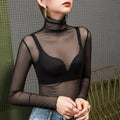RNSHANGER High Neck Gauze Bottoming Shirt Women's Inner Ggauze Dress Large Pile Pile Collar Lace Shirt for Ladies