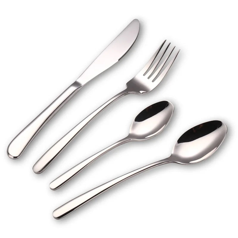 18/10 Stainless Steel Shiny Talheres Wedding Cutlery Gold Silverware Elegant Flatware Set