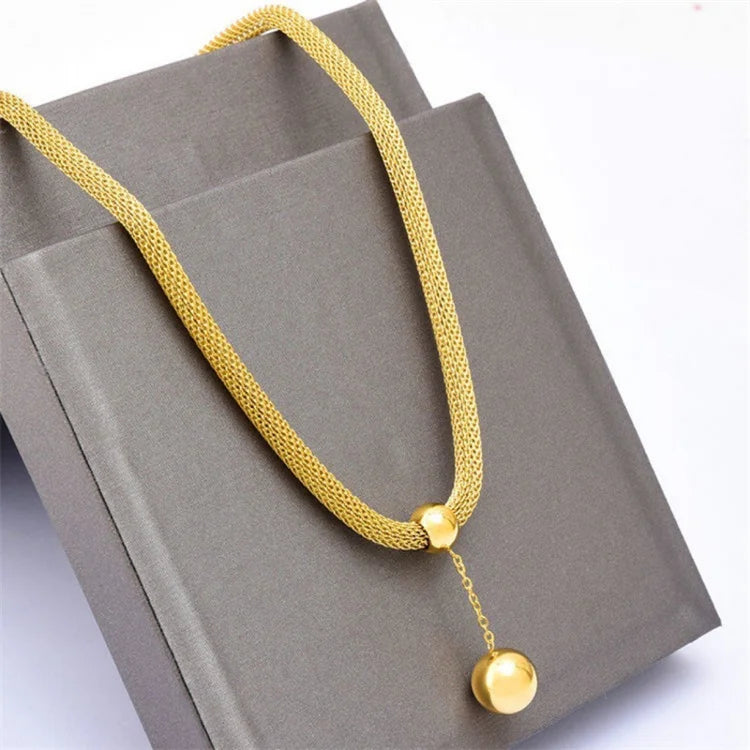 Wholesale Stainless Steel Waterproof Necklace Hollow Flower Chain Tassel Bead Pendant Necklace Jewelry