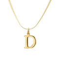 Fashion Stainless Steel Initial Letter Pendant 18K Gold Plated Trendy Simple Personalized Necklace Gift for Women and Men
