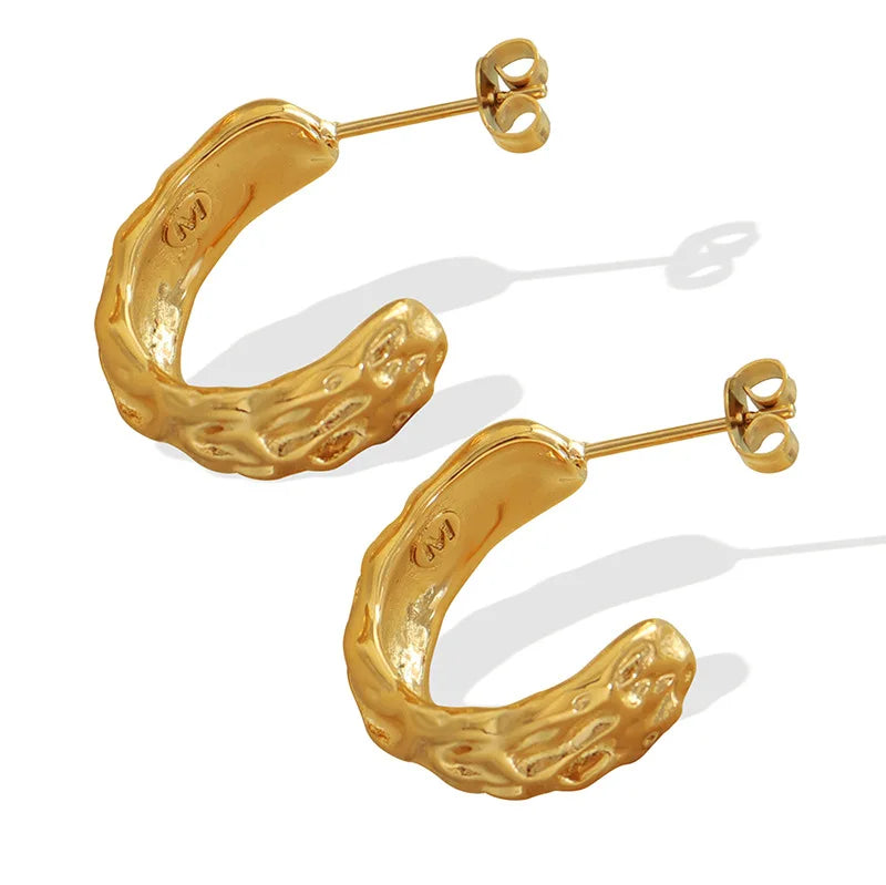 Manufacturers European Style Fashion Simple Titanium Steel 18K Gold Plated Geometric Lady Earrings