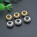 Anti Fading Gold Plated Rhodium Plated Rondelle Micro Pave Zircon Spacer Beads