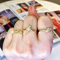 RM1137 Hot Sale Delicate Bling 18K Gold Plated Diamond Cubic Zirconia CZ Pave Lightning Bolt Charm Finger Rings for Women Girls