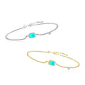 RHB899 925 Sterling Silver Elegant Rectangle Tourmaline Paraiba Bracelet Fashion Link Chain for Women Wedding Jewelry Gifts