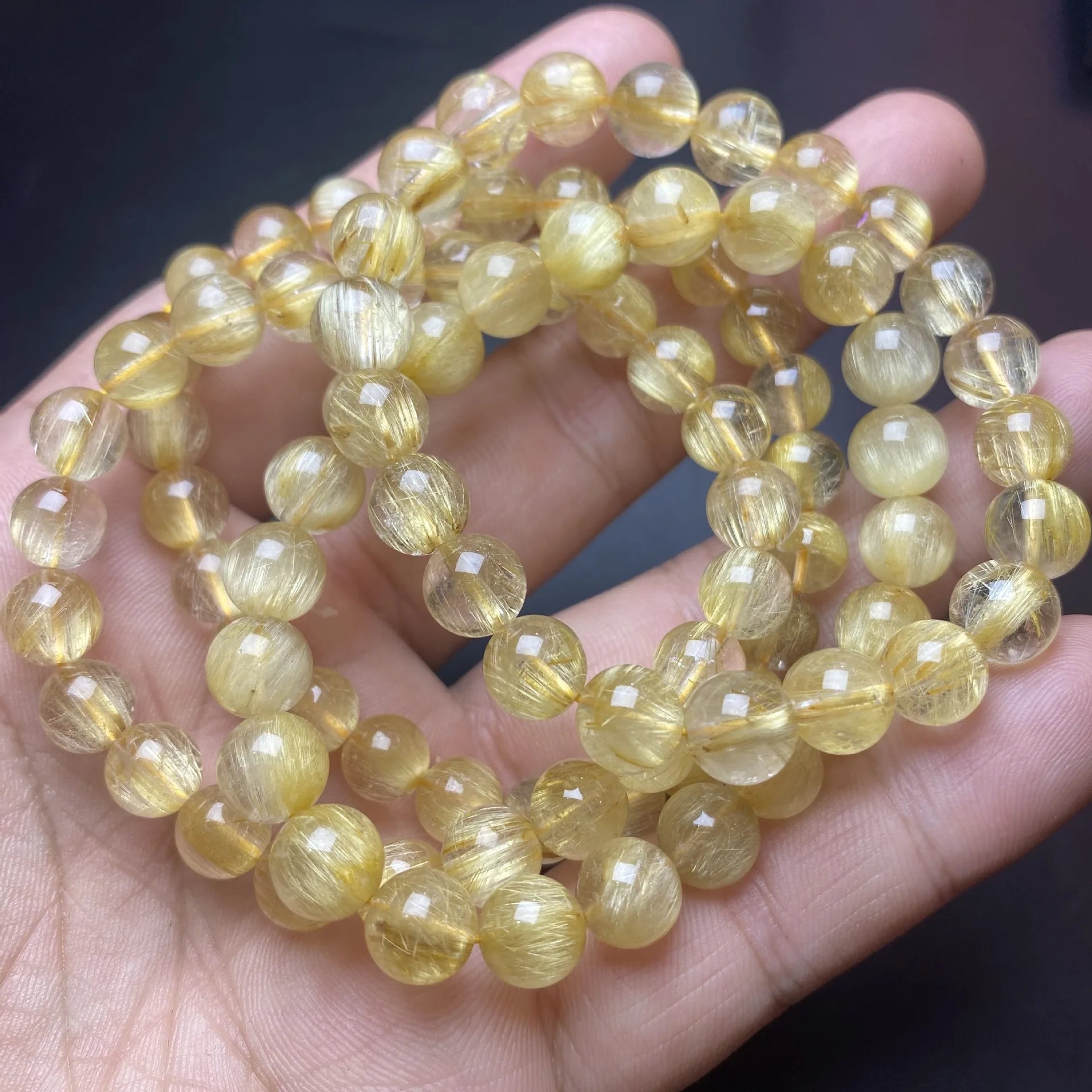 Natural Gemstone Excellent Quality Golden Bangle Jewelry Rutilated Quartz Crystal Bracelet