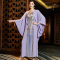 2024 New Ramadan Party Purple Symphony Sequin Embroidered Cloak Bat Shirt Middle East Spot Abaya Robe for Muslims