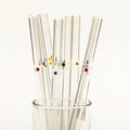 Hand Made Borosilicate BPA-Free Glass Straws with Flower