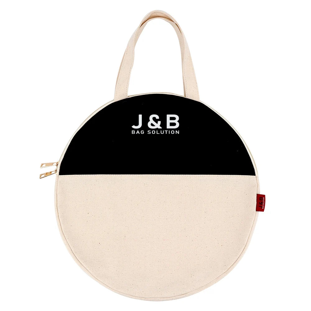 Eco-Friendly Natural Canvas Tote Bag New Arrival Round Shopping Bag with Logo Print Custom Made Shopping Bag for Advertising