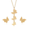 Gold-Plated Stainless Steel Butterfly Star Flower Jewelry Set Waterproof Necklace Earrings for Weddings Parties Engagements-Gift MegaBDM