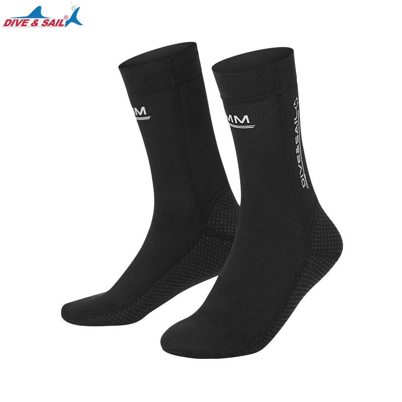 DIVE&SAIL 3mm Nylon Neoprene Long Beach Swimming Sock Shoes Anti Slip Surfing Diving Socks for Surfing