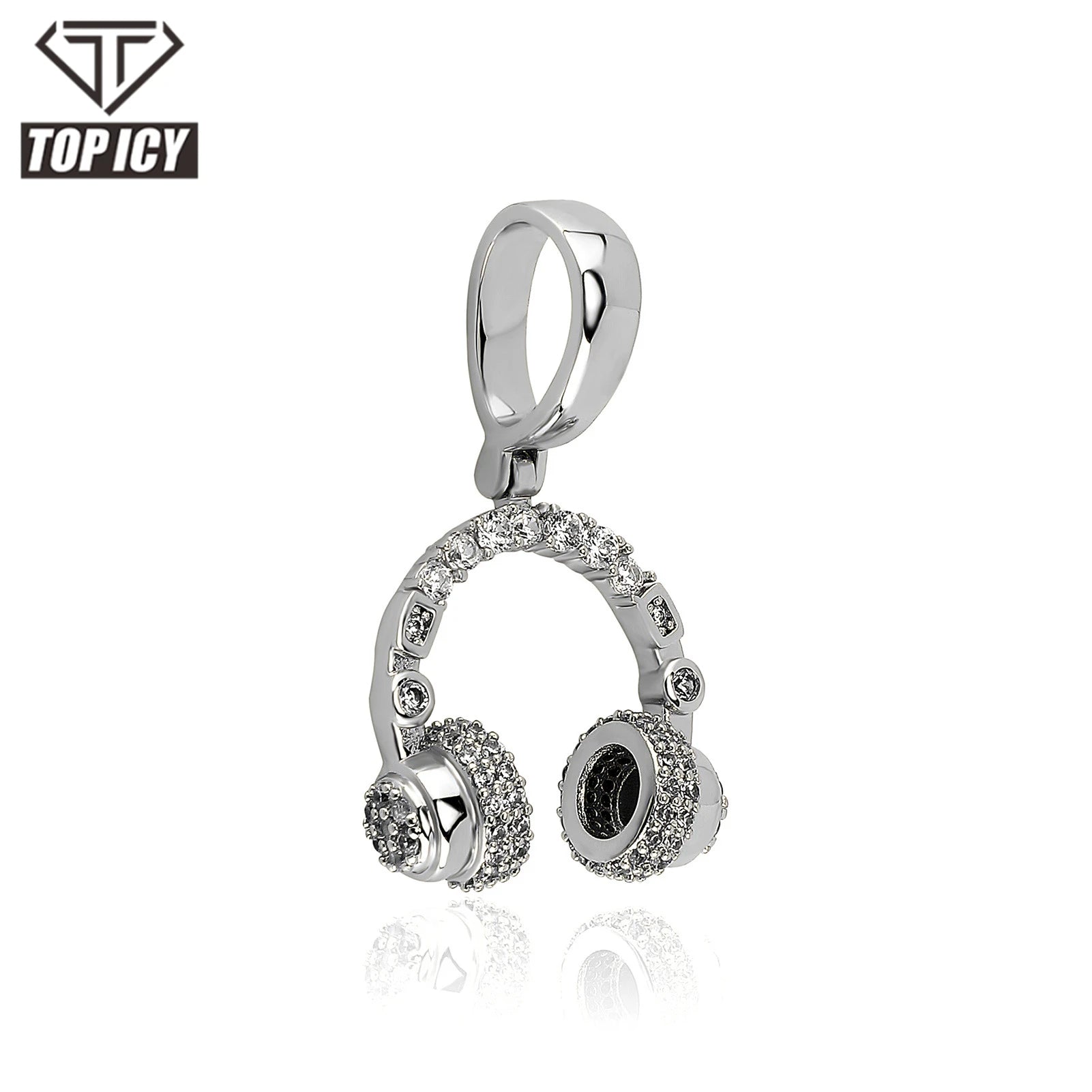 Top Icy Hip Hop Jewelry Iced Out Diamond Headphone Pendant  Cubic Zircon Gold Plated Fashion Headset Necklace for Men and Women
