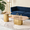 Luxury Living Room Furniture Low Sofa Service Table Central Table Glass Nordic Metal Base Marble Nesting Coffee Table Set