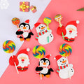50pcs Santa Claus Penguin Christmas Card Lolly Sugar-loaf Paper Card Lollipop Holder Xmas Party Home Decoration Accessories