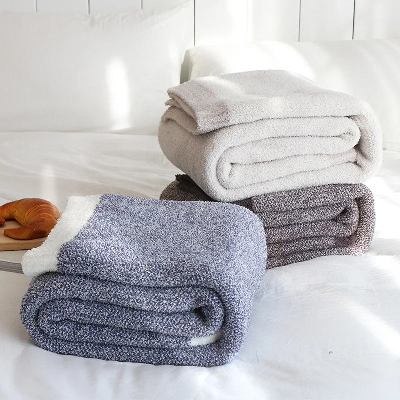 BLD Fashion Luxury Crochet Polyester Knitted Throw Blanket for Home Decor