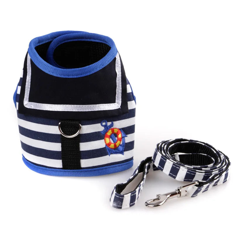 Stocked Blue Anchor Navy Pet Vest Dog Harness and Leash Set with Buckle