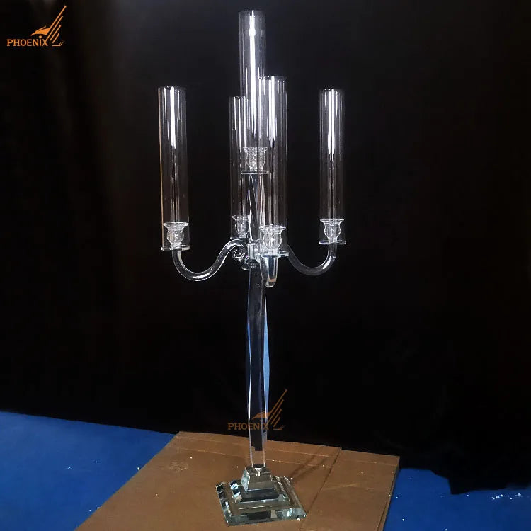 Tall Table Centerpiece 5 Arms Crystal Candelabra Wedding Centerpiece
