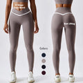 Women's Solid V Cross Waist High Waisted Yoga Leggings with Four-Way Stretch Elastic Waist Athletic Compression Tights