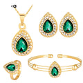 Hot Selling Women Necklace Earring Bracelet Ring Set Exquisite Alloy Multi-Color Four-piece Jewelry Set Accessories