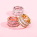 Wholesale 12mm Luxury Double Row Square Cubic Zircon Rose Gold Plated Iced Bling Lab Diamond HipHop Jewelry Men Women