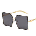 Luxury Designer Fashion Frameless Glasses Metal Framework Square Sunshade Sun Glasses