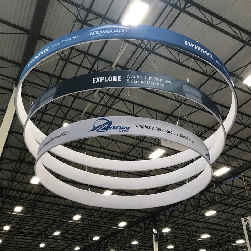 Easy Assembly Square  Custom Size Ceiling  Hanging Display  Banner for Exhibition Booth Ceiling Hanging Banner