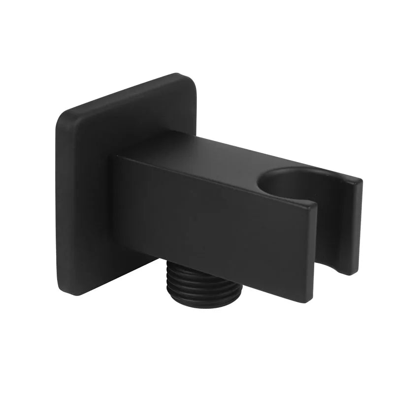 Matt Black Square Hose Shower Valve Wall Mounted Bathroom Faucet Accessory